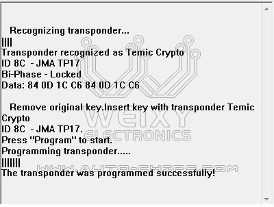 TMPro2 Software module 185 – Key copier for Temic Crypto 8C transponders
