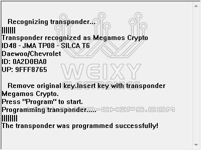 TMPro2 Software module 187 – Key copier onto TS48 transponders for Daewoo, Chevrolet, KIA, Pontiac ID48 Megamos Crypto keys