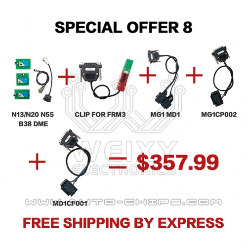 (WEIXY Electronics Special offer 8) 1set BMW DME adapter + 1PCS FRM3 clip + 1PCS MG1 MD1 + 1PCS MG1CP002 +1PCS MD1CP001 work with HexTag