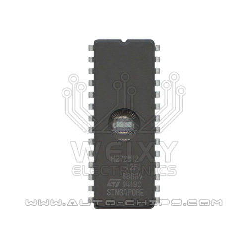 M27C512-12F1 commonly used vulnerable FLASH chip for automotive ECU