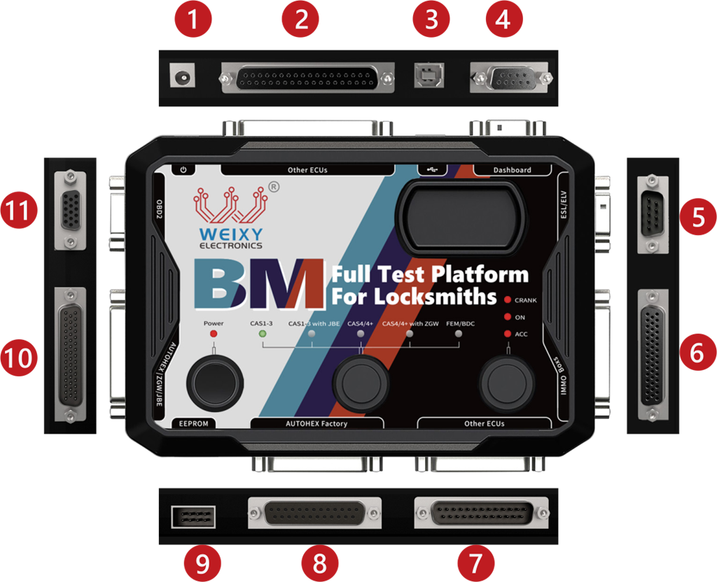 BM Full Test Platform For Locksmiths connector layout